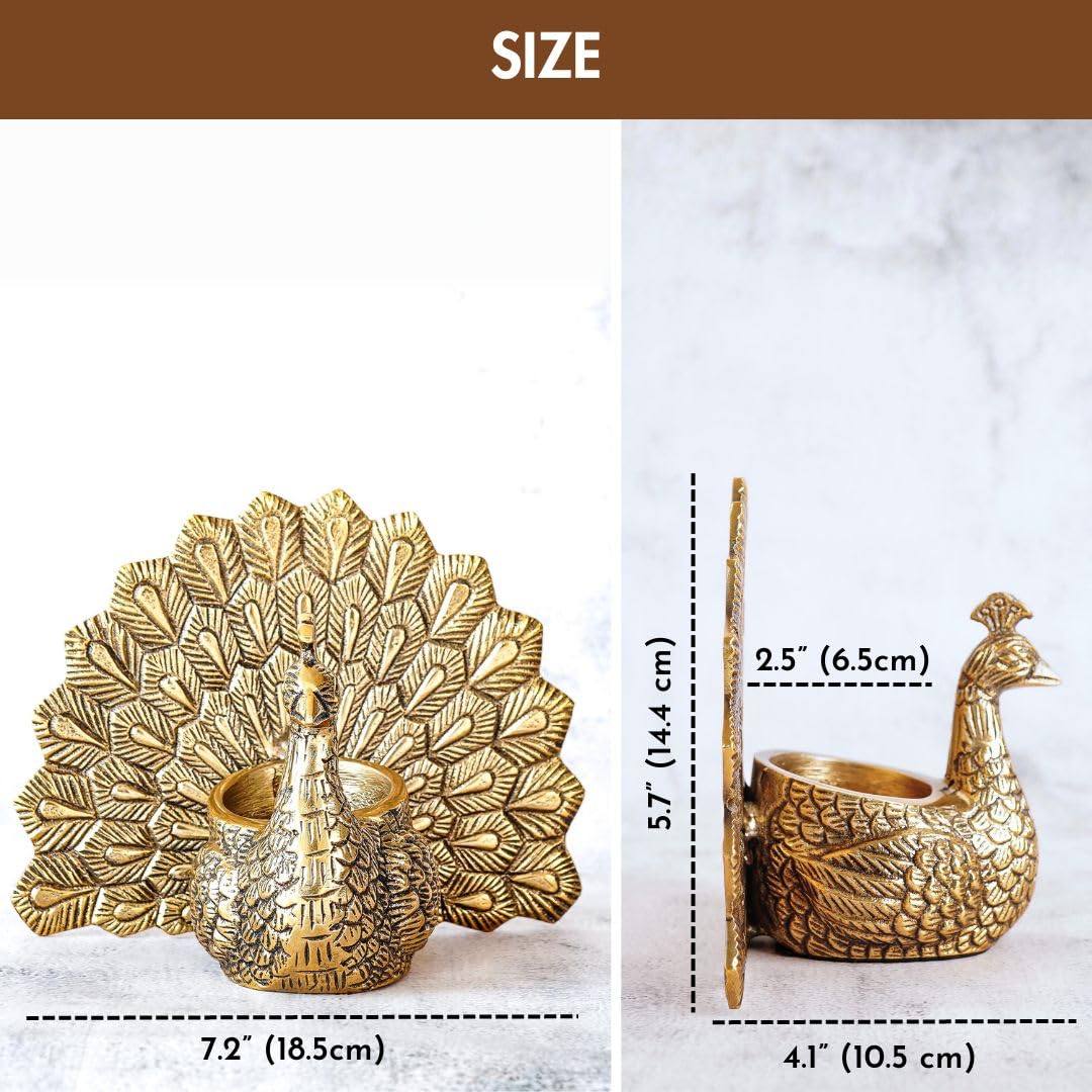 Metal Gold Dancing Peacock for Home Décor | Valentine’s Day, Birthday, Wedding Anniversary Romantic Gift for Women | Good Luck & Love Showpiece...