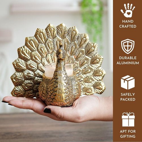 Metal Gold Dancing Peacock for Home Décor | Valentine’s Day, Birthday, Wedding Anniversary Romantic Gift for Women | Good Luck & Love Showpiece...